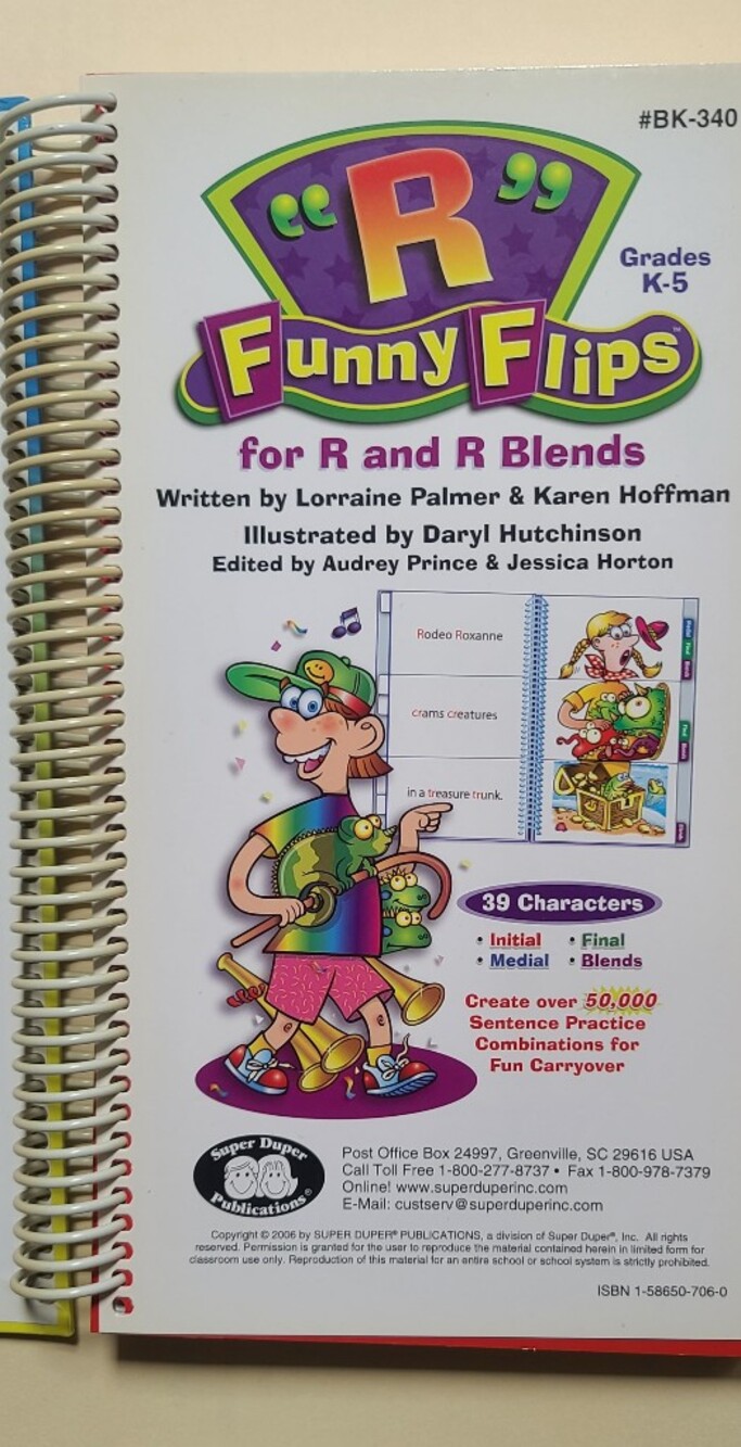 Speech Therapy "R" Funny Flips Learning Workbook - From Super Duper - Picture 2 of 3